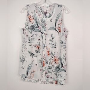 c & e women's sleeveless floral/ butterfly print. Size (S)